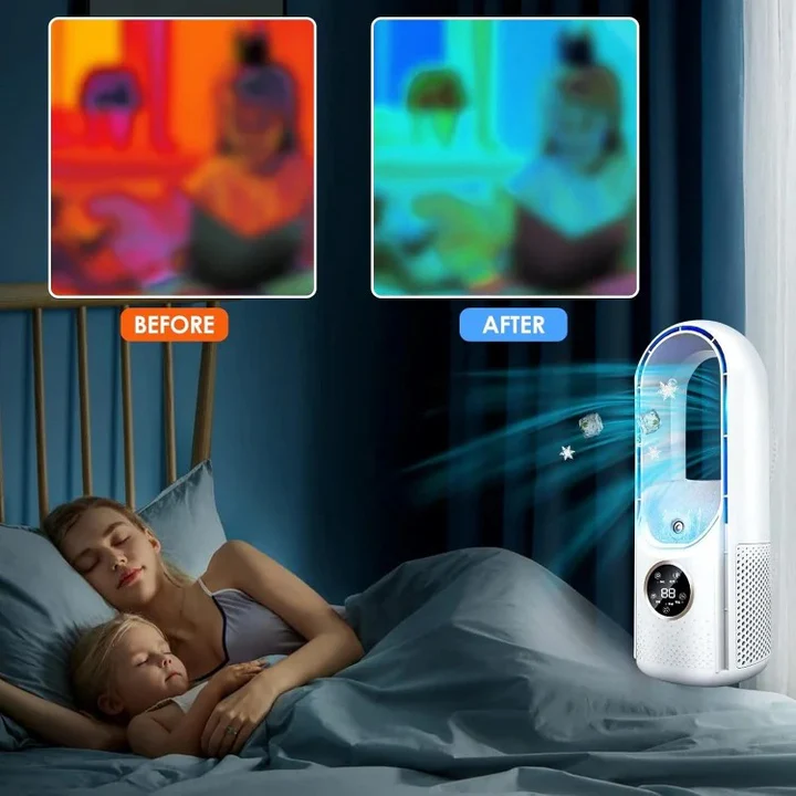 Climatiseur Mobile Silencieux Compact à Flux d'Air Sans Pales 8