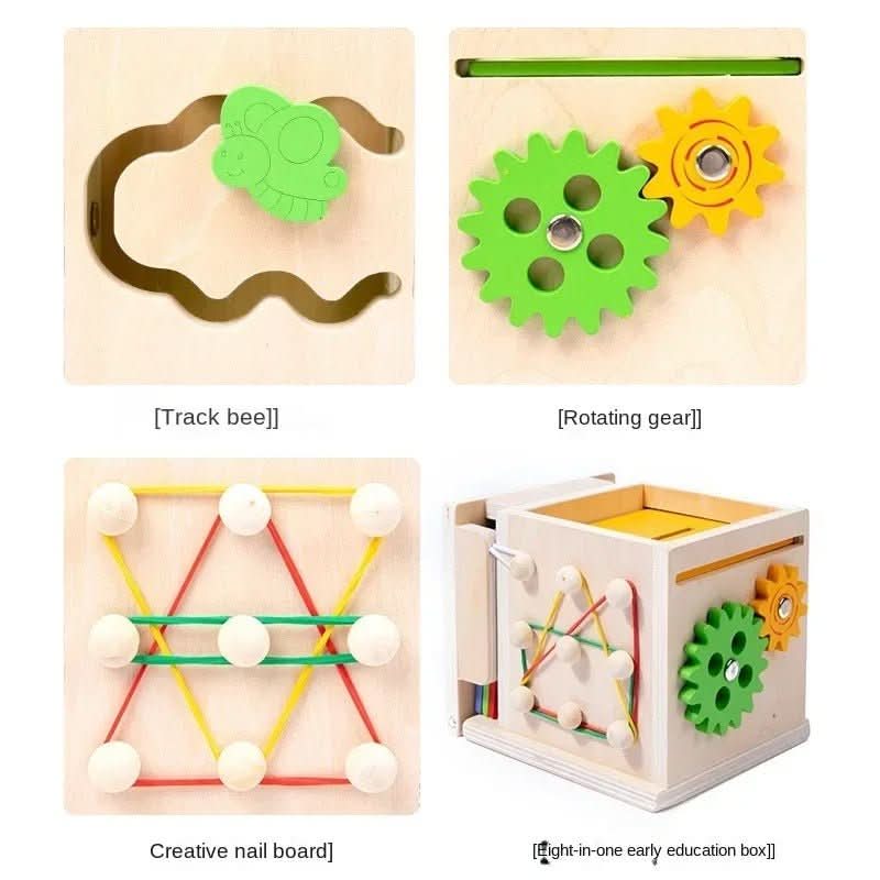 Coffre à Jouets Montessori pour Bébés avec 8 Activités Éducatives 5