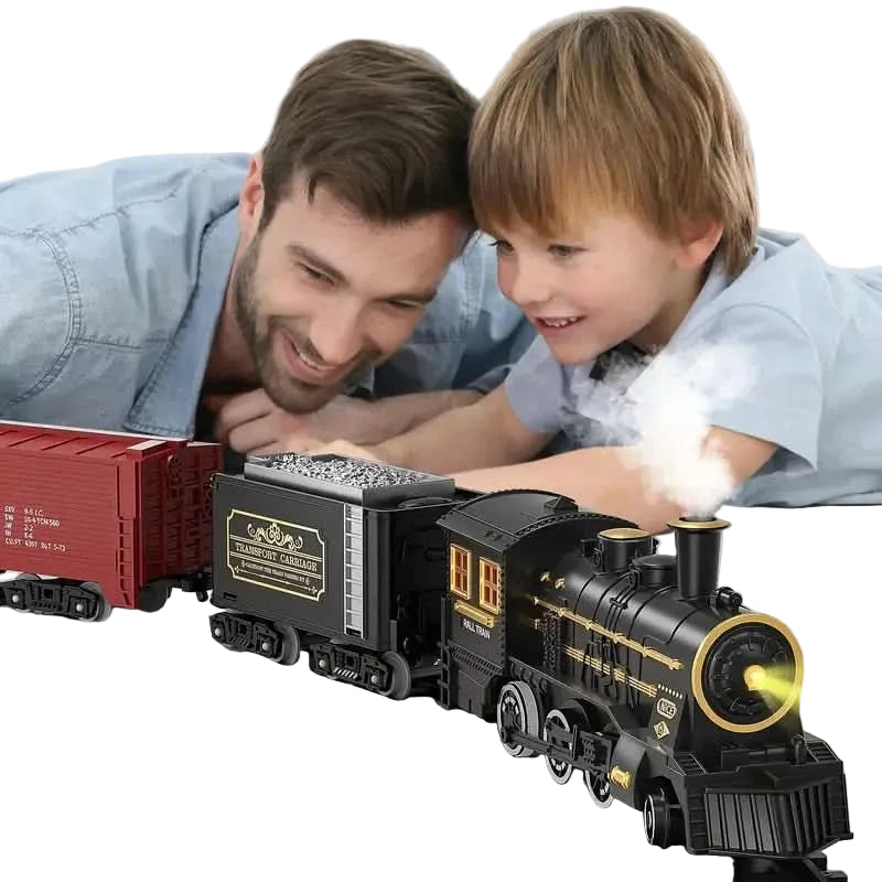 Coffret Train Électrique Noël Festif Miniature avec Pistes Flexibles et Wagons Colorés 0