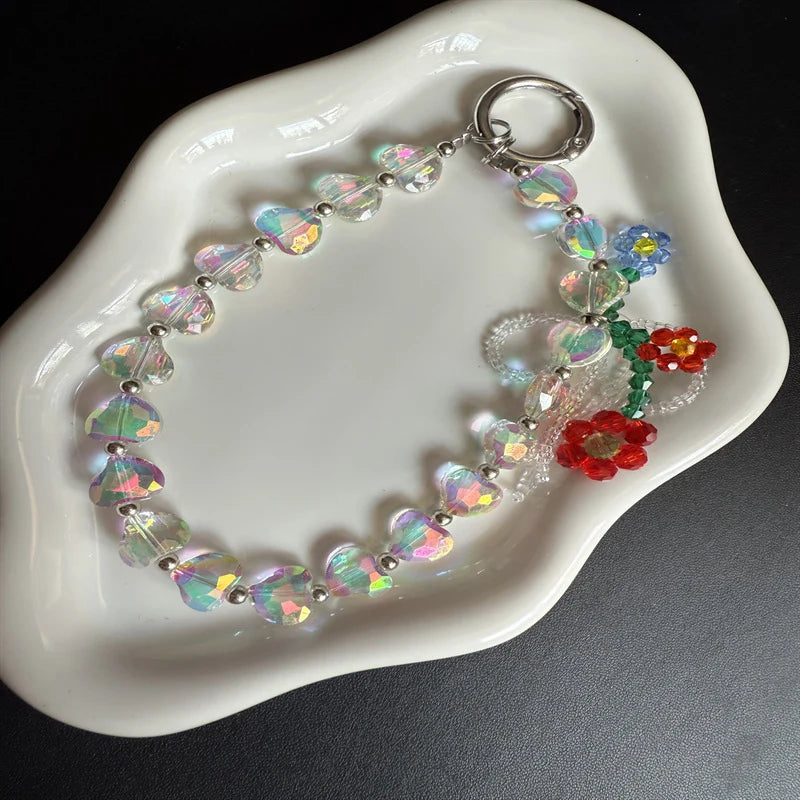 Collier Femme Perles Cristal Cœur Raffiné 1