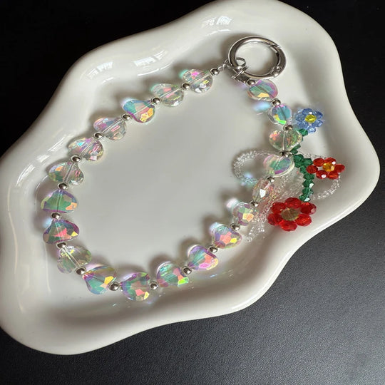 Collier Femme Perles Cristal Cœur Raffiné 1