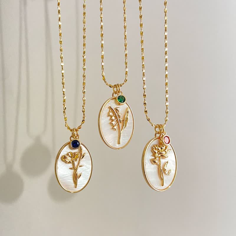 Collier Femme Pierre de Naissance et Fleur de Naissance 1