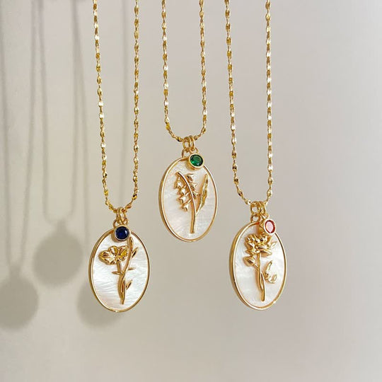 Collier Femme Pierre de Naissance et Fleur de Naissance 1
