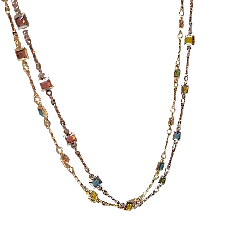 Collier Fin avec Pierres Colorées pour Femme 0