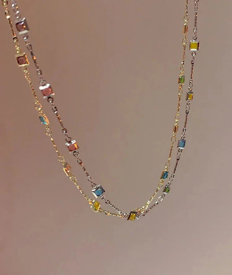 Collier Fin avec Pierres Colorées pour Femme 1