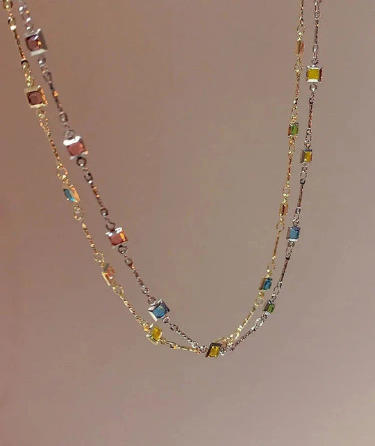 Collier Fin avec Pierres Colorées pour Femme 1