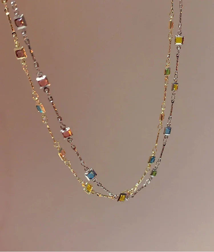 Collier Fin avec Pierres Colorées pour Femme 2