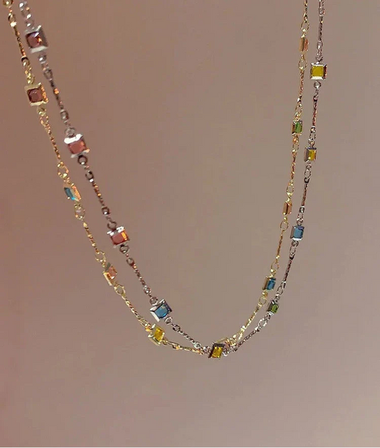 Collier Fin avec Pierres Colorées pour Femme 2