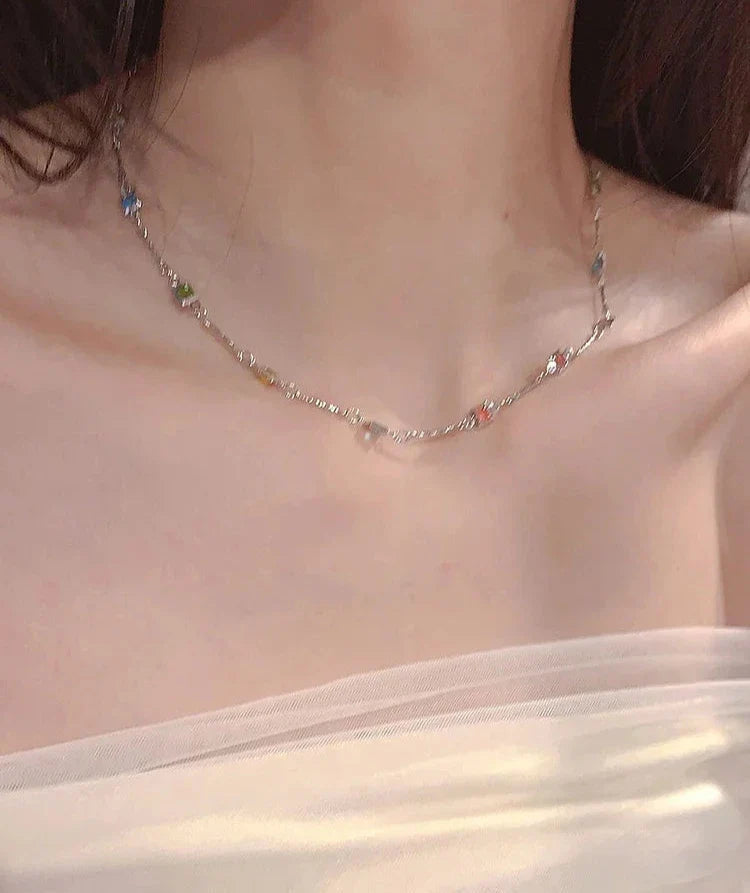 Collier Fin avec Pierres Colorées pour Femme 3