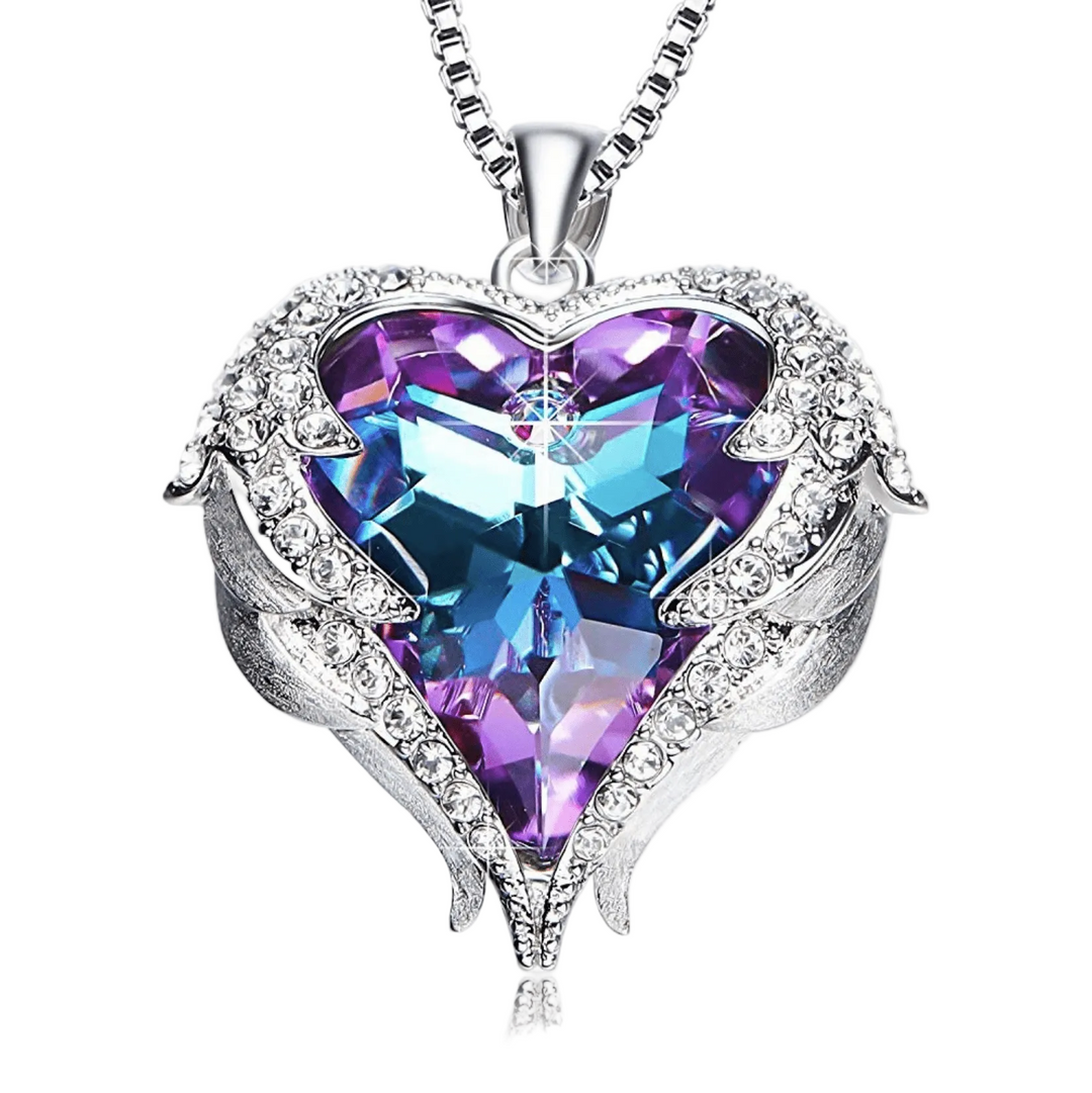 Collier Pendentif Cœur avec Ailes d'Ange 0