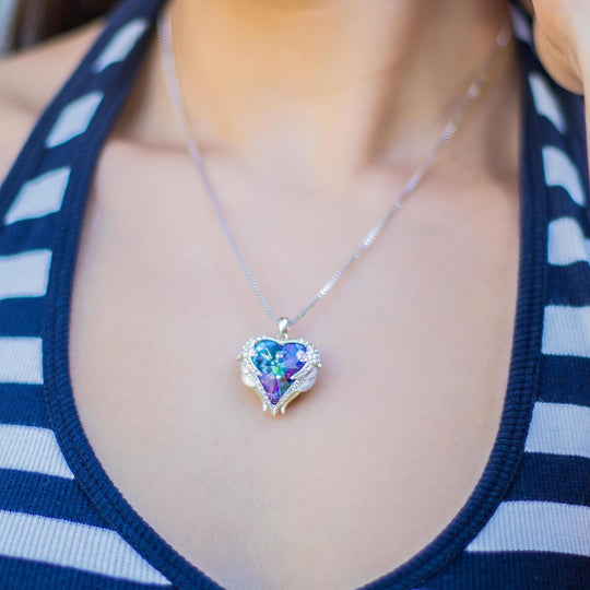 Collier Pendentif Cœur avec Ailes d'Ange 2