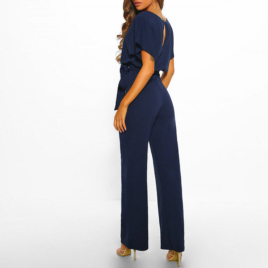 Combinaison Femme Chic Détail Lacé Polyester Coupe Ajustée Jambes Larges 5