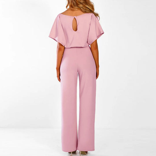 Combinaison Femme Chic Détail Lacé Polyester Coupe Ajustée Jambes Larges 7