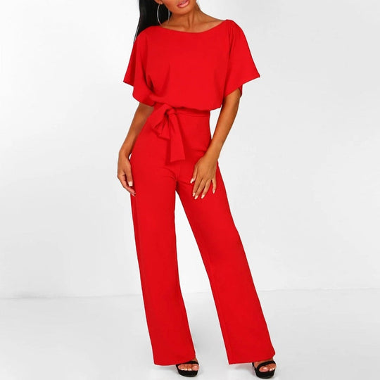 Combinaison Femme Chic Détail Lacé Polyester Coupe Ajustée Jambes Larges 8