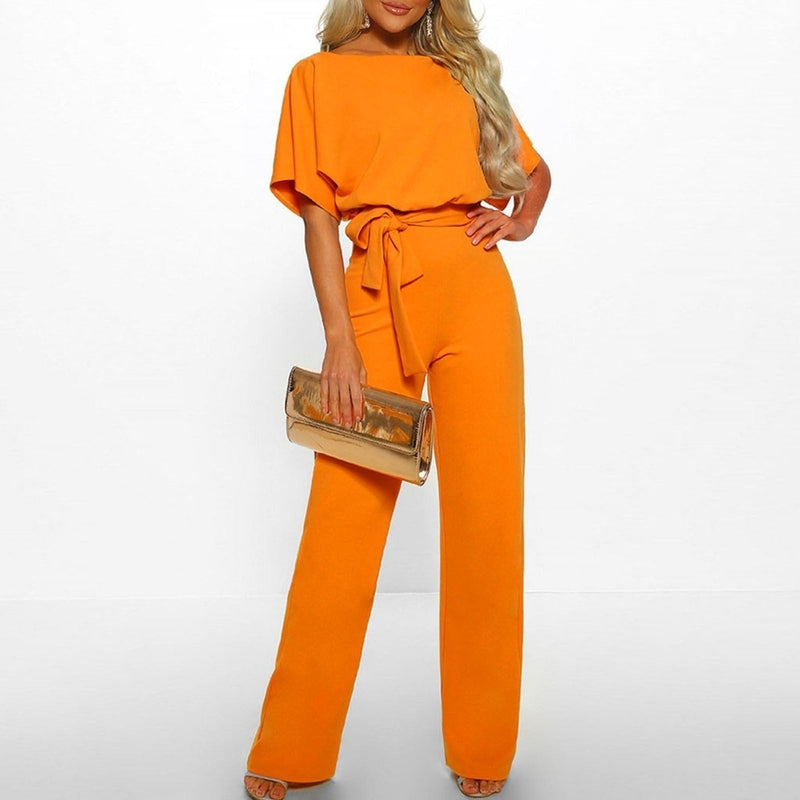 Combinaison Femme Chic Détail Lacé Polyester Coupe Ajustée Jambes Larges 9