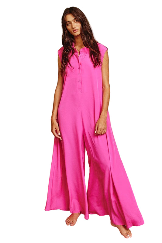 Combinaison Pantalon Femme Chic Satin Large 0