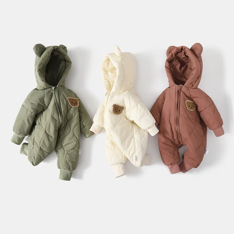 Combinaison d'Hiver à Capuche pour Bébé avec Motif Ours 1
