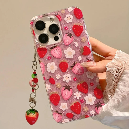 Coque Pour Téléphone Design Floral Transparent avec Paillettes 0