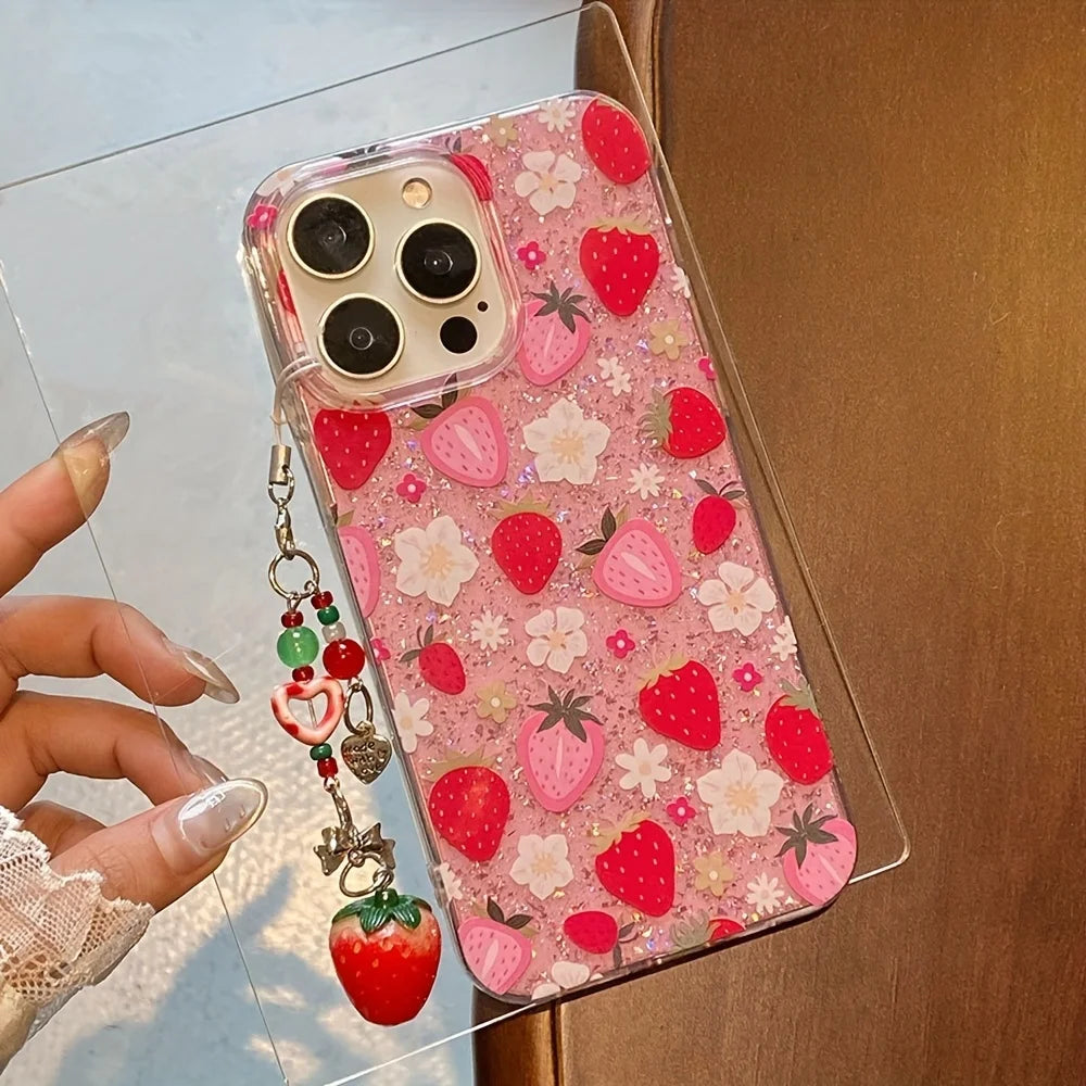 Coque Pour Téléphone Design Floral Transparent avec Paillettes 4