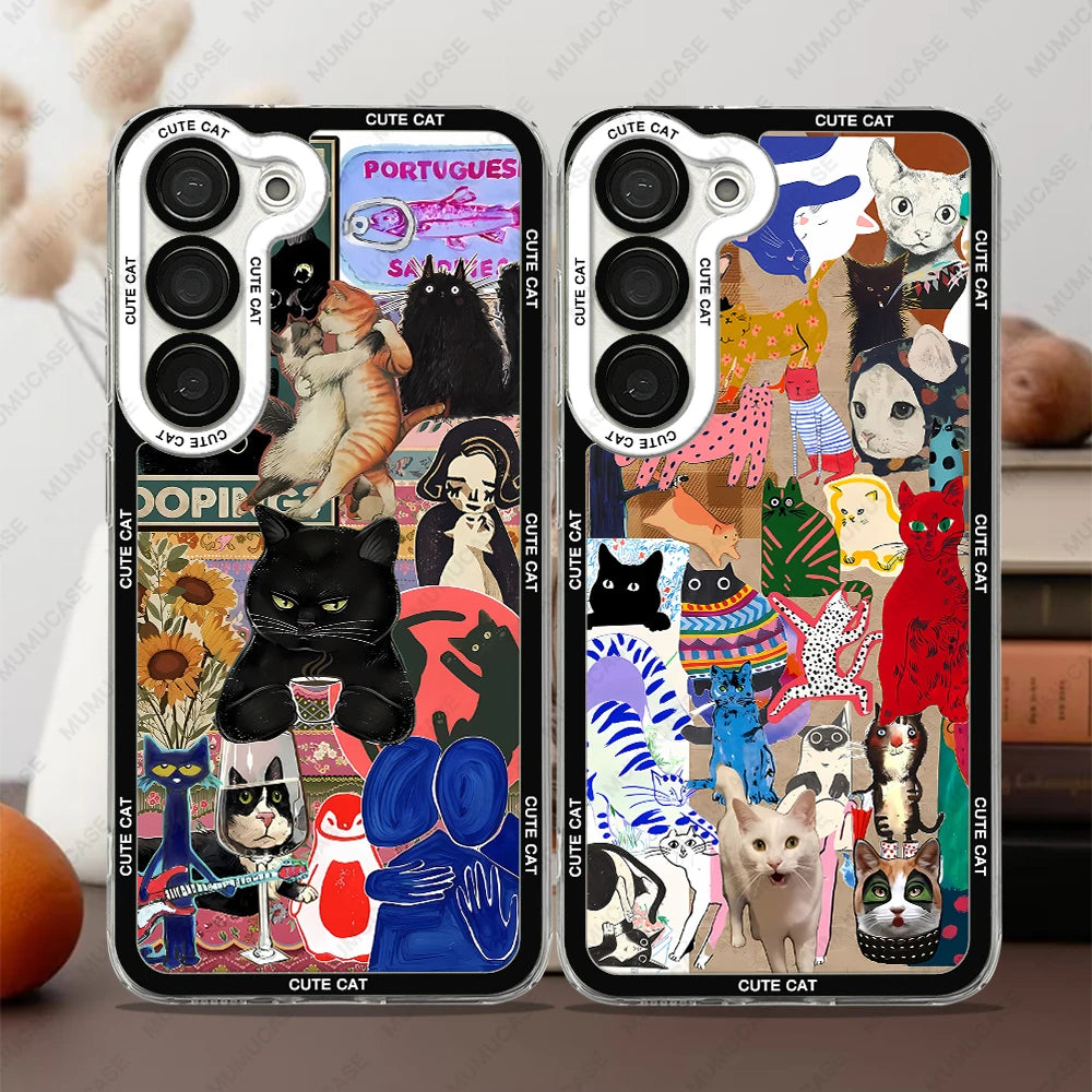 Coque de Téléphone Amusante Motif Chat Pour Samsung Galaxy 0