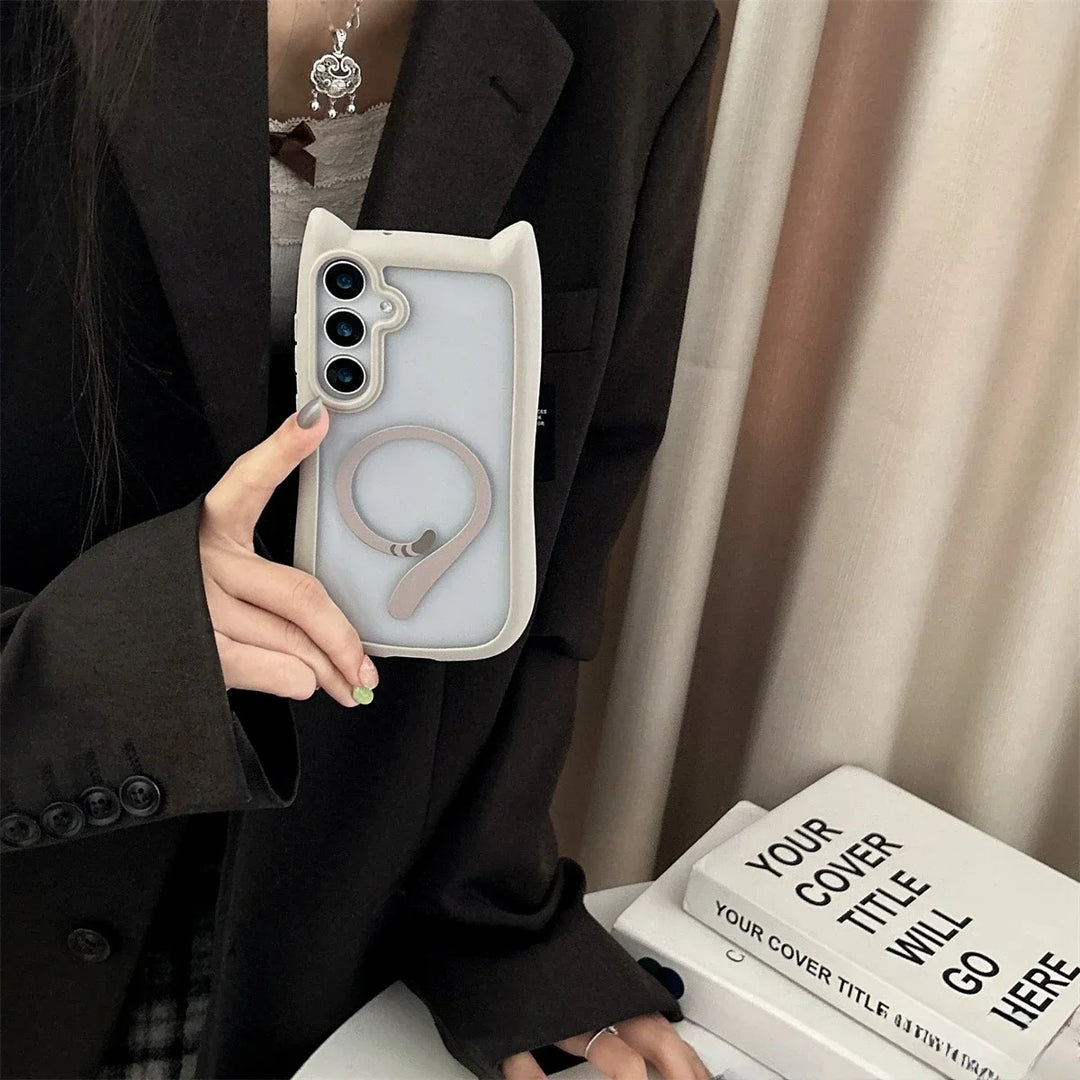 Coque de Téléphone Amusante avec Oreilles de Chat pour Samsung S25 Plus 3