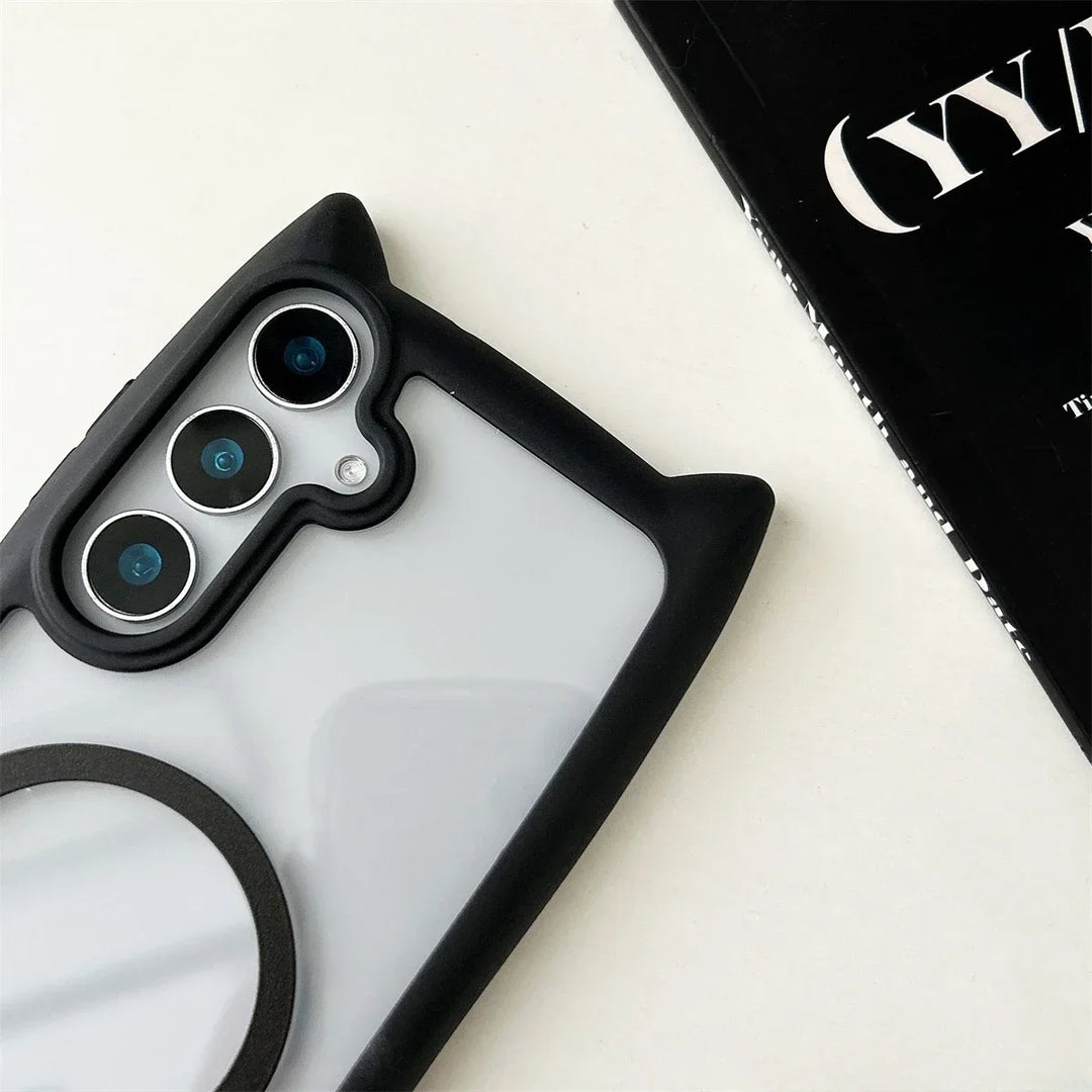 Coque de Téléphone Amusante avec Oreilles de Chat pour Samsung S25 Plus 4