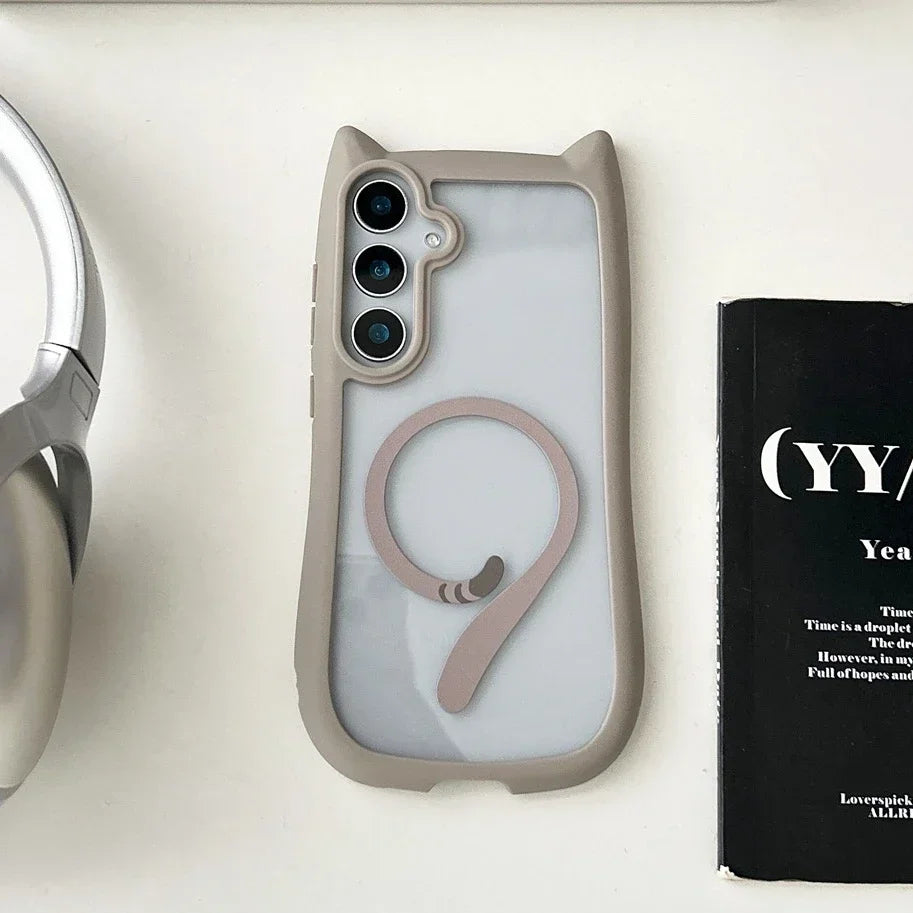 Coque de Téléphone Amusante avec Oreilles de Chat pour Samsung S25 Plus 6