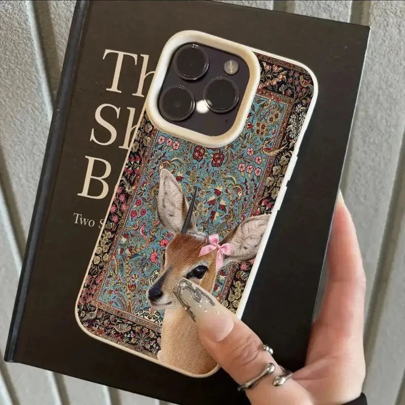 Coque de Téléphone Vintage Cerf Floral pour Femmes 0
