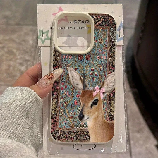Coque de Téléphone Vintage Cerf Floral pour Femmes 1