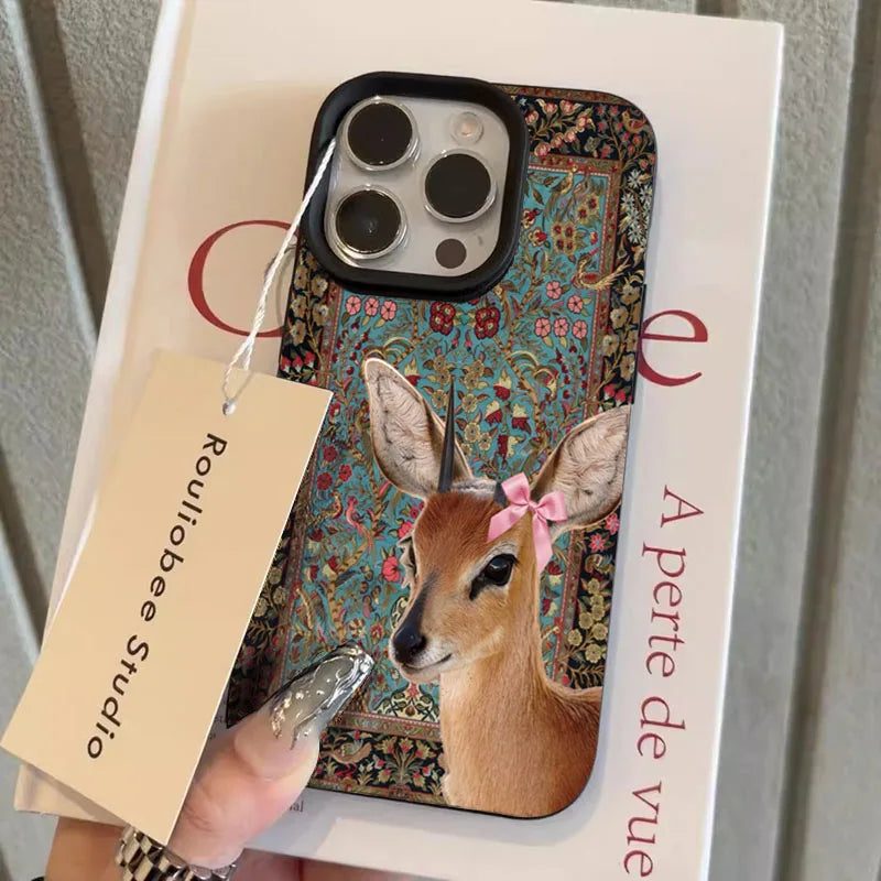 Coque de Téléphone Vintage Cerf Floral pour Femmes 10