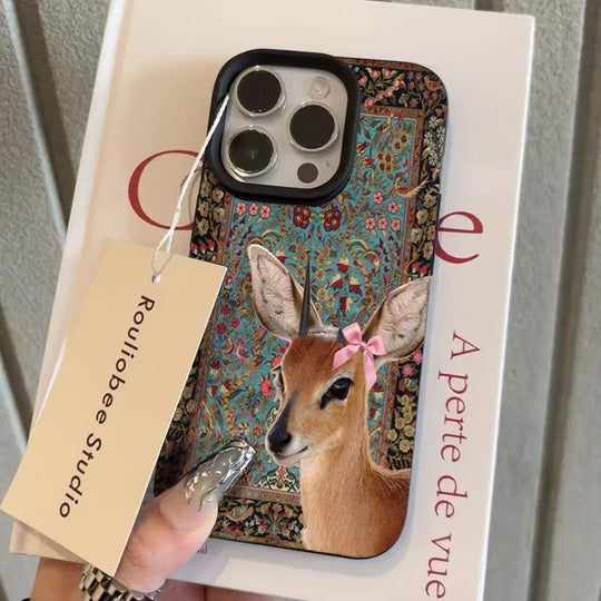 Coque de Téléphone Vintage Cerf Floral pour Femmes 10