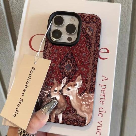 Coque de Téléphone Vintage Cerf Floral pour Femmes 11