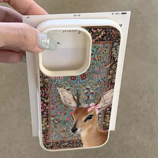 Coque de Téléphone Vintage Cerf Floral pour Femmes 2