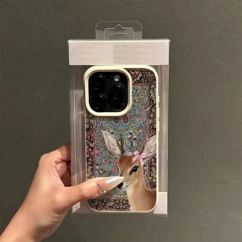 Coque de Téléphone Vintage Cerf Floral pour Femmes 3