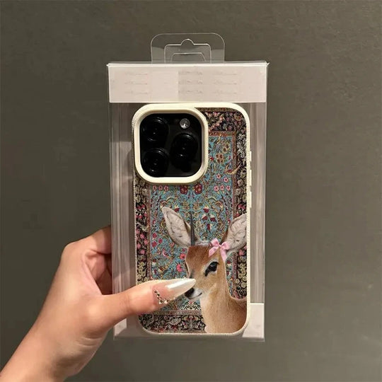 Coque de Téléphone Vintage Cerf Floral pour Femmes 3