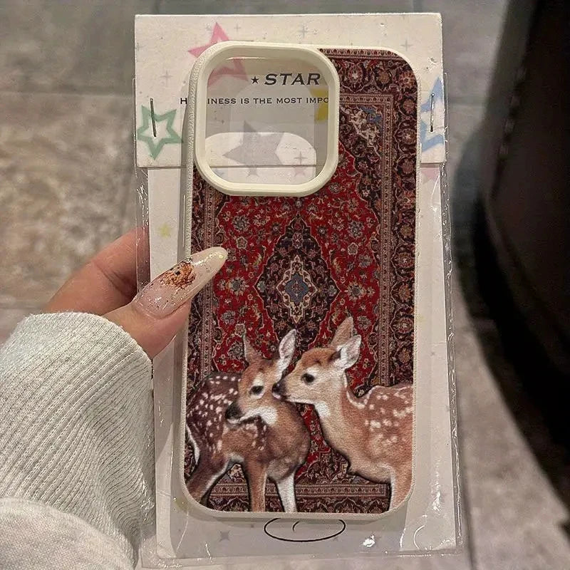 Coque de Téléphone Vintage Cerf Floral pour Femmes 4