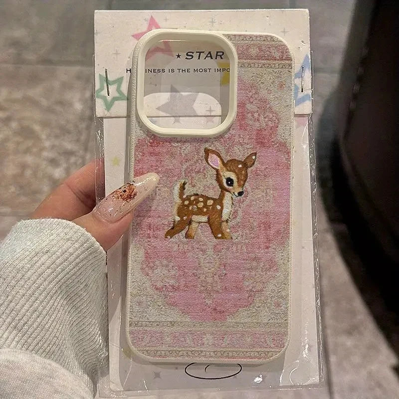Coque de Téléphone Vintage Cerf Floral pour Femmes 5