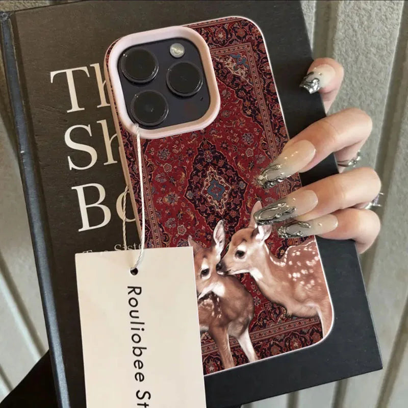 Coque de Téléphone Vintage Cerf Floral pour Femmes 6