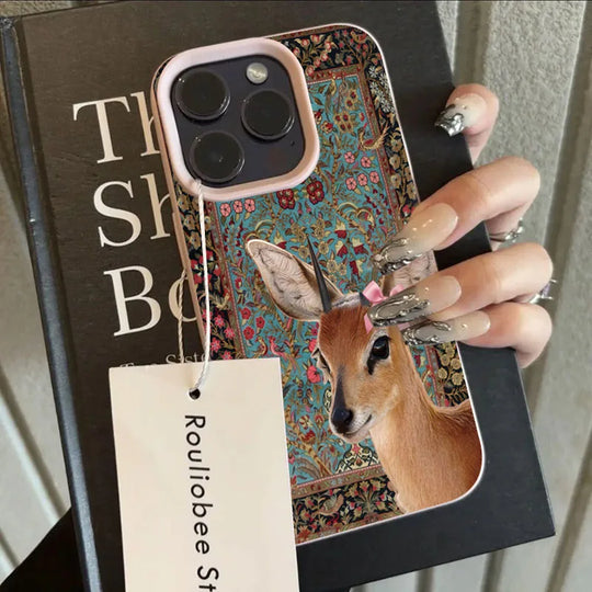 Coque de Téléphone Vintage Cerf Floral pour Femmes 7