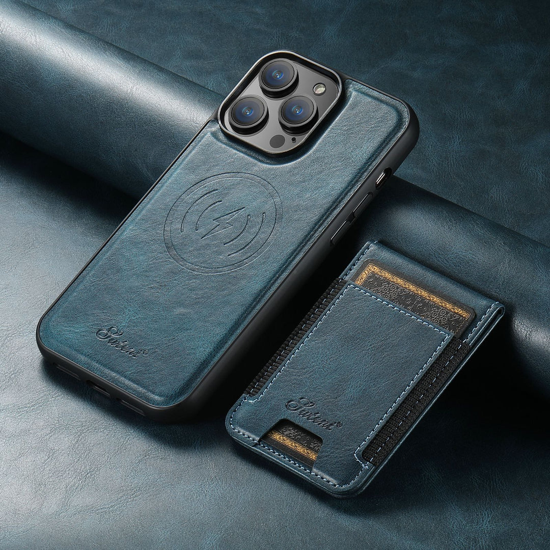 Coque de téléphone avec support et porte-cartes en cuir 2
