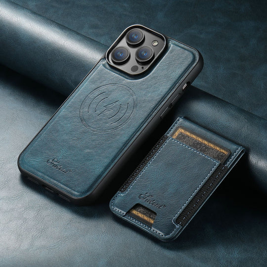Coque de téléphone avec support et porte-cartes en cuir 2