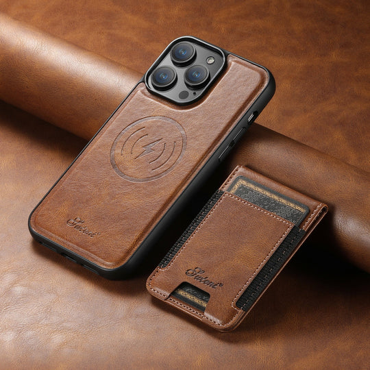 Coque de téléphone avec support et porte-cartes en cuir 3