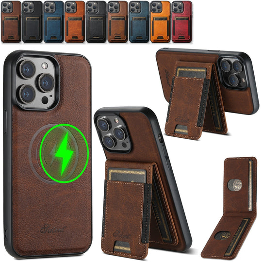 Coque de téléphone avec support et porte-cartes en cuir 7