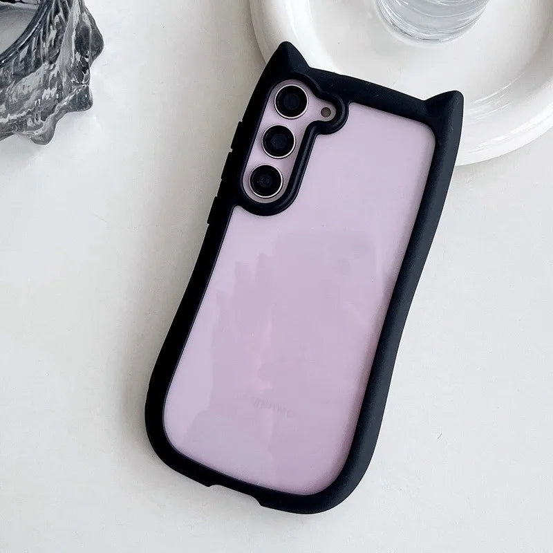 Coque pour Samsung Galaxy S25 S24 S23 Plus avec oreilles de chat 3D 7