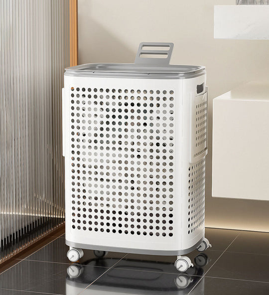 Corbeille à Linge XXL Pliable sur Roulettes avec Compartiments Organisés 5