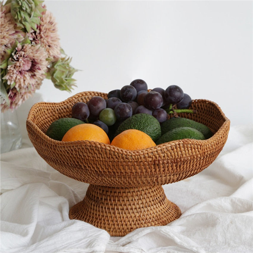 Corbeille de Fruits Artisanale en Rotin Naturel pour Rangement Décoratif 4