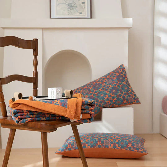 Couette pour Femme en Coton Six Épaisseurs Motifs Bleus Confortables 4
