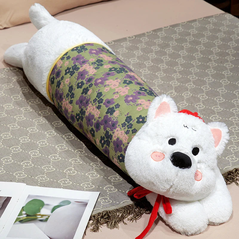 Coussin de corps surdimensionné motif chien avec partie centrale florale 0