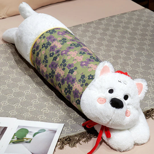 Coussin de corps surdimensionné motif chien avec partie centrale florale 0