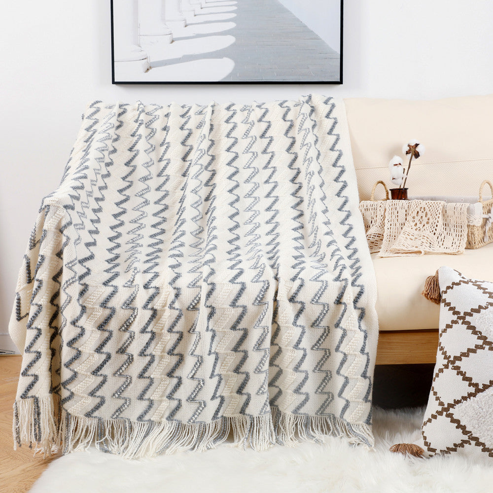 Couverture Décorative Motif Zigzag Polyvalente 2
